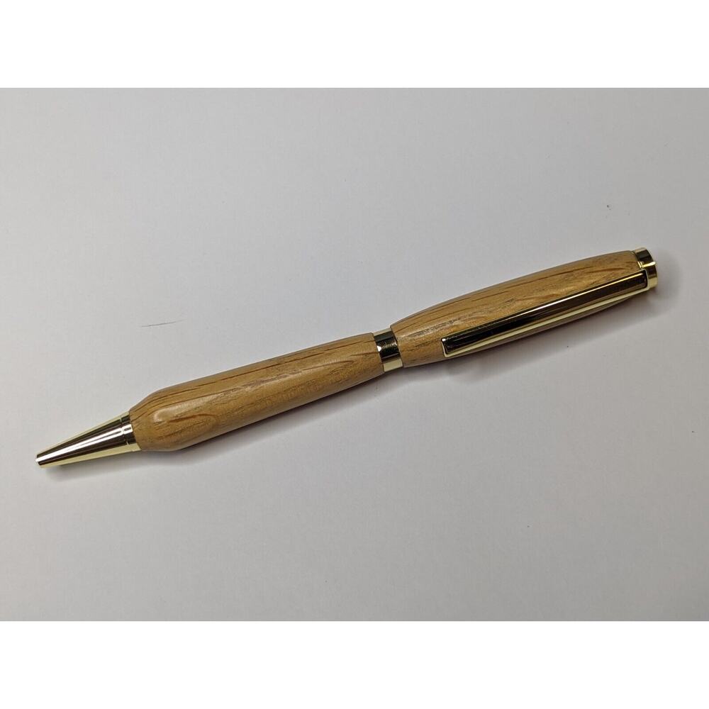 Slimline Twist Pen Gold Finish Red‎ Oak Body Hand Turned Pen